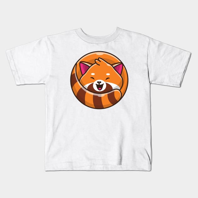 Cute Happy Red Panda Cartoon Kids T-Shirt by Catalyst Labs